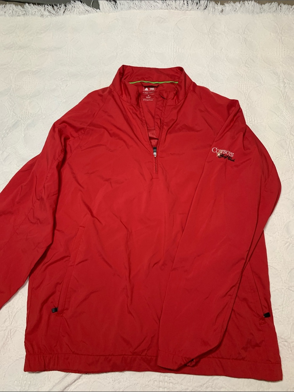 adidas Red Men's Quarter-Zip Windbreaker with Cowboys Logo